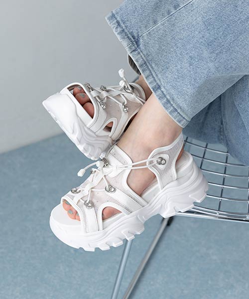 【SALE】ビジューパーツシアースポーツサンダル