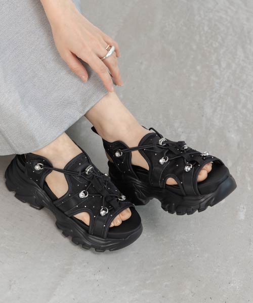 【SALE】ビジューパーツシアースポーツサンダル