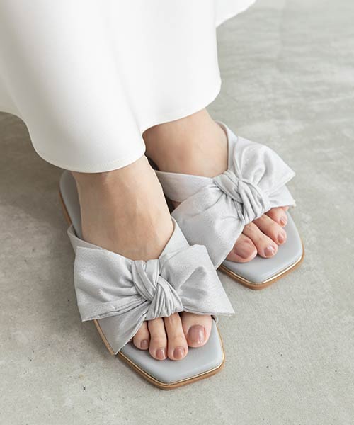 【SALE】【WEB限定カラーあり】ビッグリボンフラットサンダル