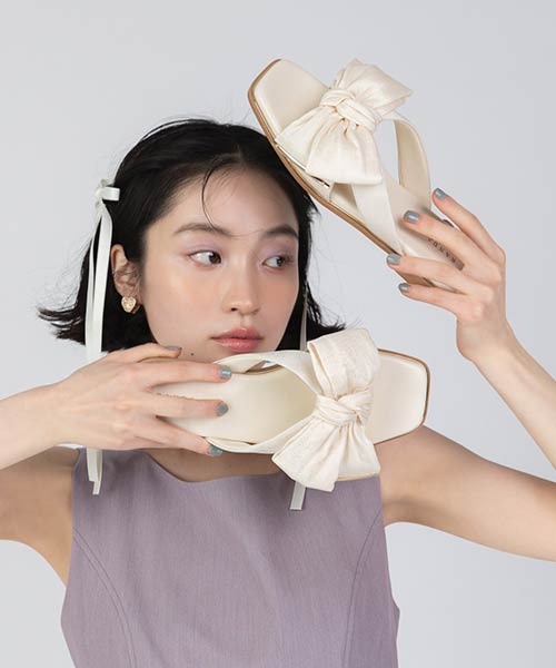 【SALE】【WEB限定カラーあり】ビッグリボンフラットサンダル