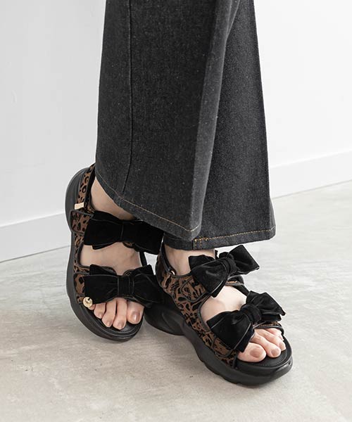 ベロアリボンスポーツサンダル