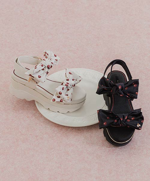 【Cherry&Strawberry】チェリープリントリボンスポーツサンダル
