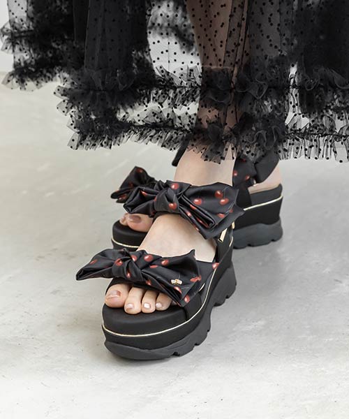 【Cherry&Strawberry】チェリープリントリボンスポーツサンダル