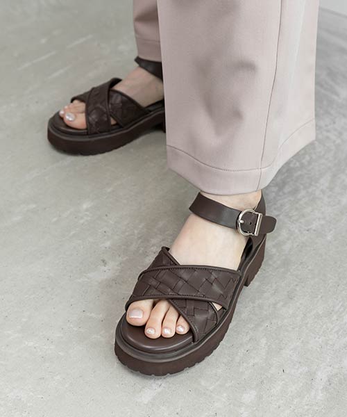 【SALE】ウーブンデザインクロスベルトサンダル