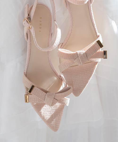 リボンデザインポインテッドトゥサンダル