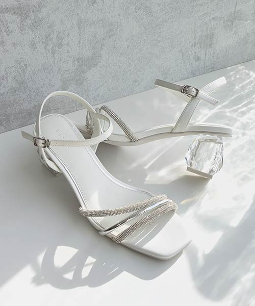 クリアヒールビジューストラップサンダル