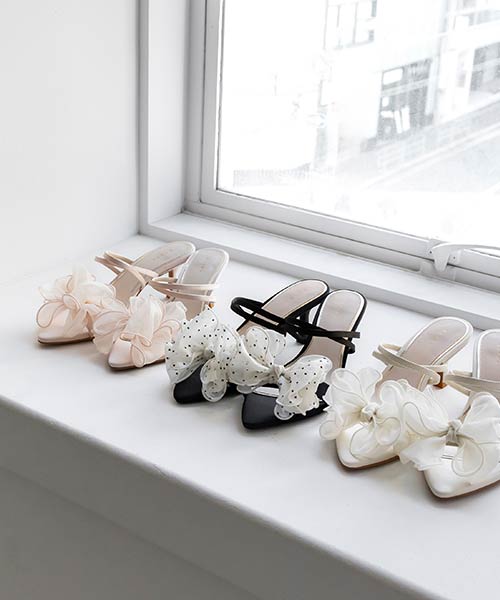 シフォンリボンミュールサンダル