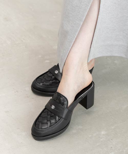 ウーブンデザインミュールローファー