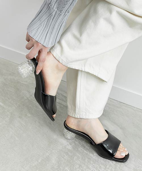 【SALE】パールヒールミュールサンダル